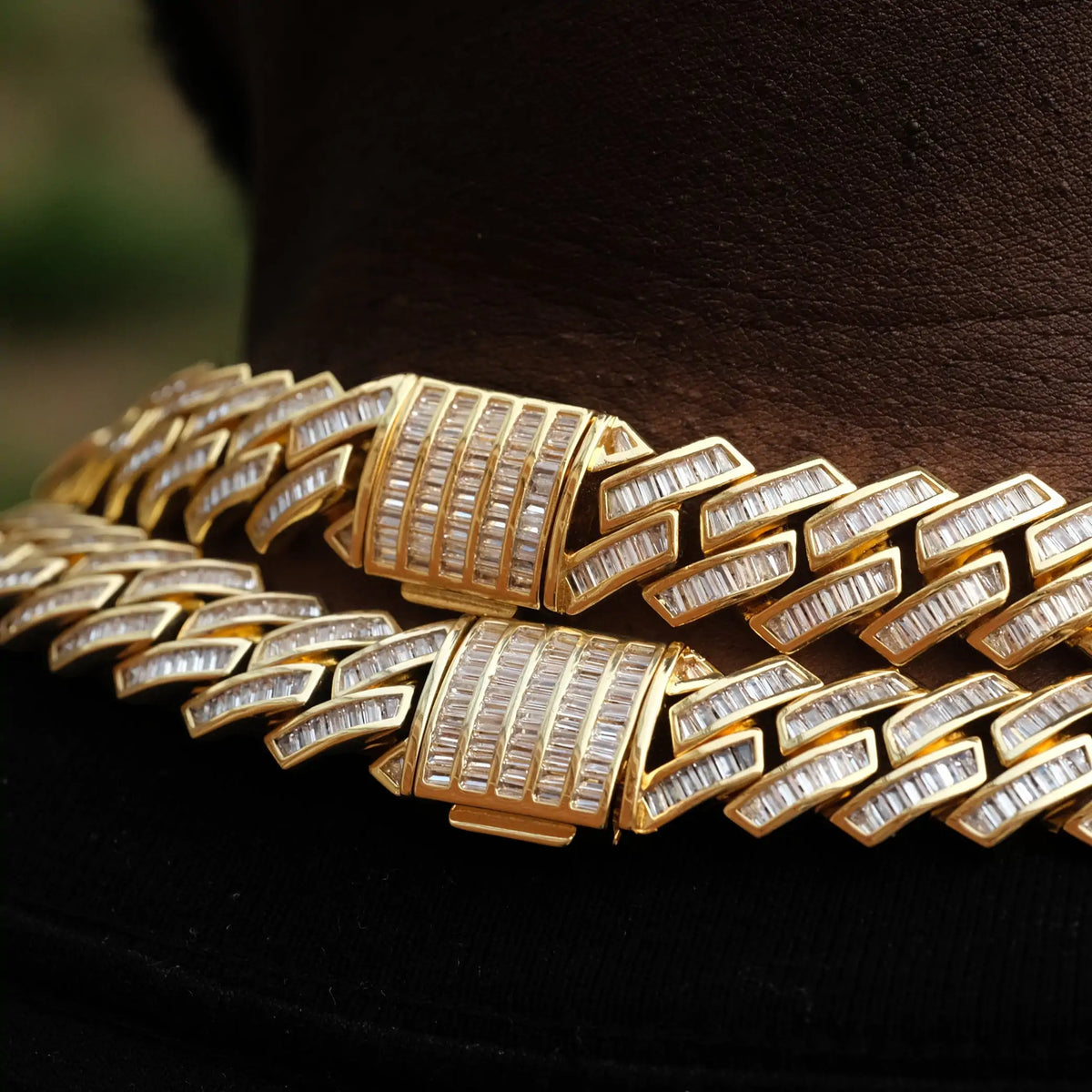 Baguette Channel Set Cuban Necklace Rieworkes
