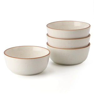 JIEMEI HOME Ceramic Cereal Bowls 27 oz Soup Bowls Set for Salad Breakfast Dinner Serving Oatmeal - Dishwasher Microwave Safe Bowls for Kitchen Set of 4 Speckled White Rieworkes