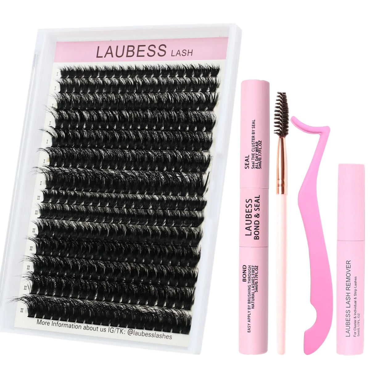 Lash Extension Kit 60D 80D Fluffy 3D Lash Clusters Kit Lash Bond and Seal Individual Lashes Kit Remover&Tweezers&Brush Eyelash Extension Kit (60D/80D-07D-8-18mm) Mimarta