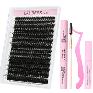 Lash Extension Kit 60D 80D Fluffy 3D Lash Clusters Kit Lash Bond and Seal Individual Lashes Kit Remover&Tweezers&Brush Eyelash Extension Kit (60D/80D-07D-8-18mm) Mimarta