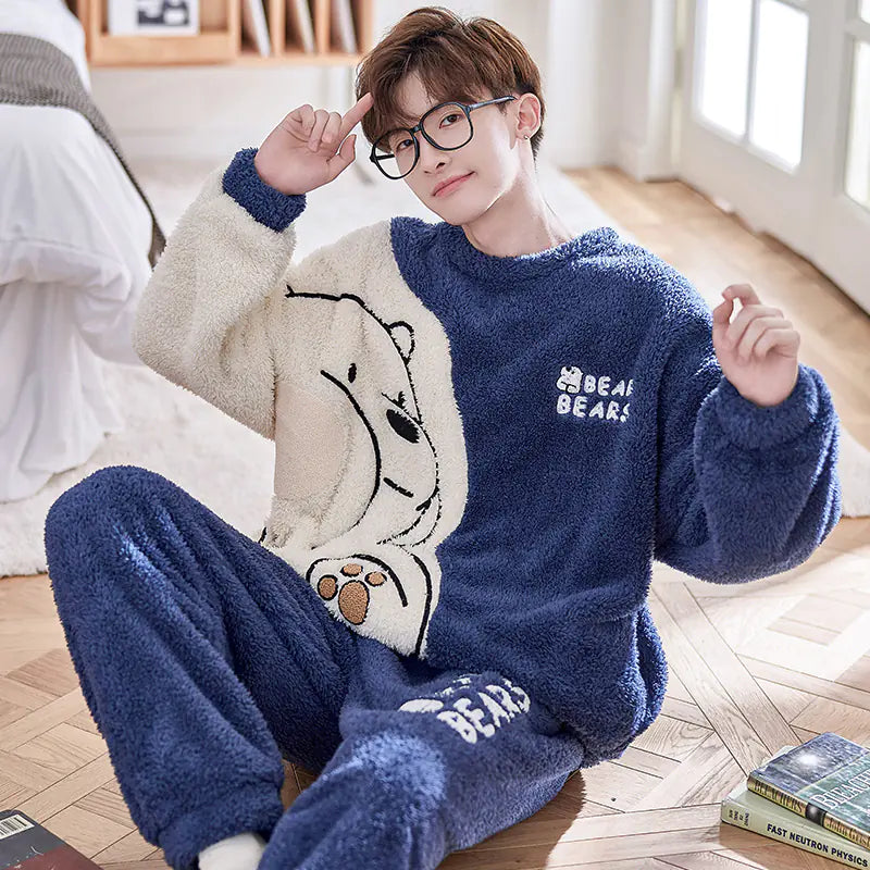 Men's Thickened Plush Winter Home Suit for Autumn/Winter Mimarta
