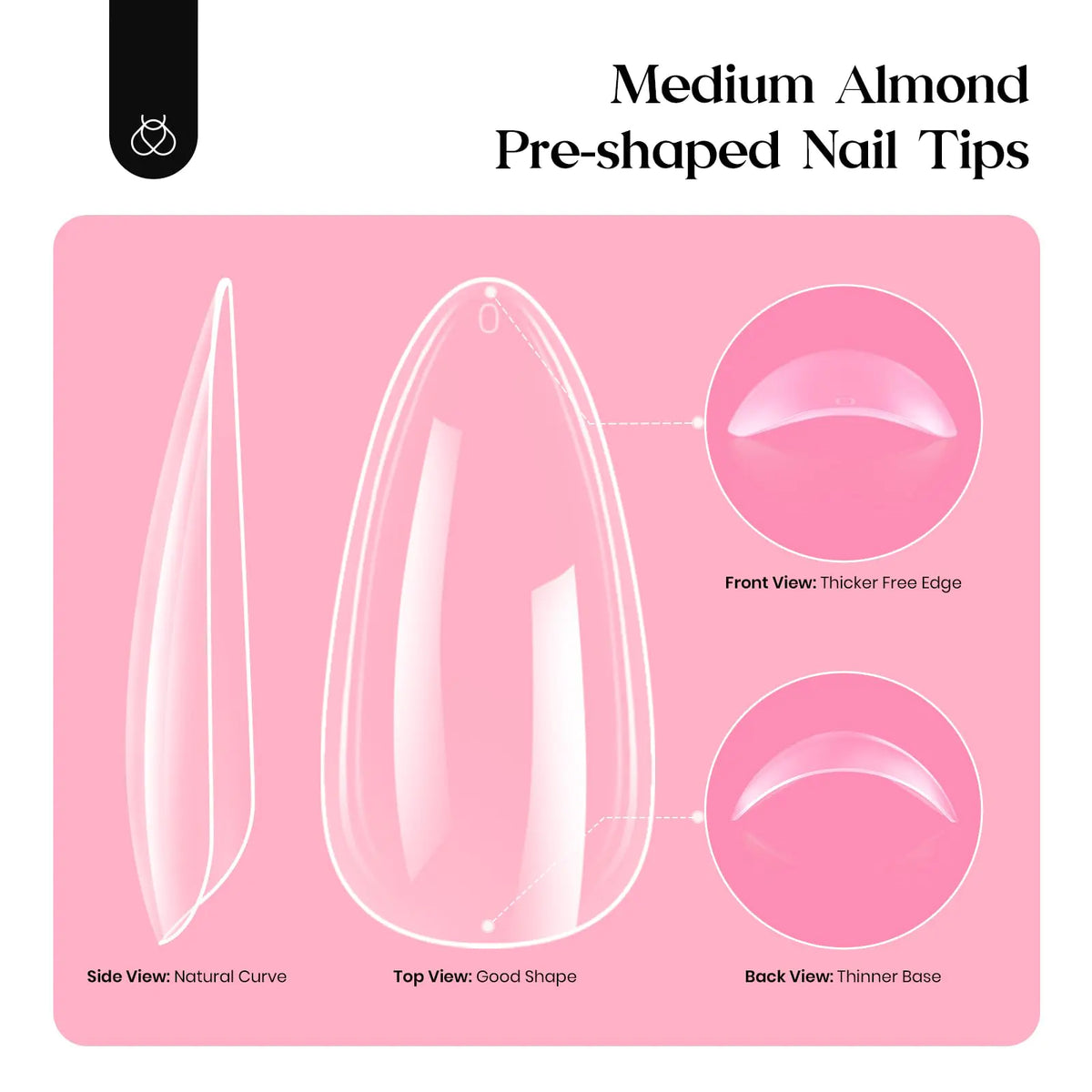 Beetles Gel Nail Kit 600Pcs Medium Almond Nail Tips with Milky White Gel Polish Top Coat, 15 Sizes Soft Clear Gel Nail Tips 5 In 1 Nail Glue Uv Nail Lamp for Nail Extension DIY Nail Salon Gift for Her B-Medium Almond 600pcs(Gel Polish & Top Coat） Rieworkes