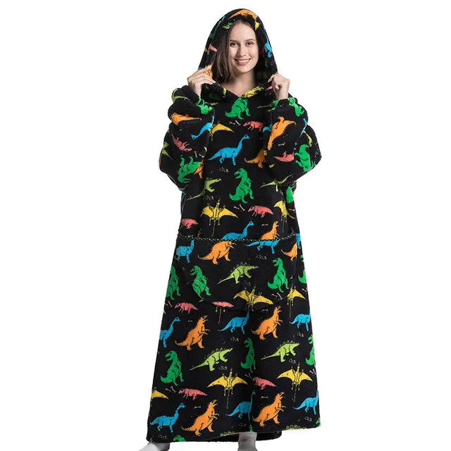 Oversized Long Blanket Hoodie Autumn Winter Fleece Rieworkes
