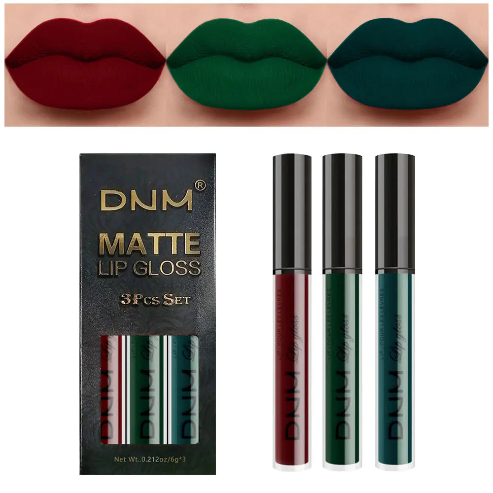 DNM Non-Stick Lip Gloss 3-Piece Set - Matte Metallic Mimarta