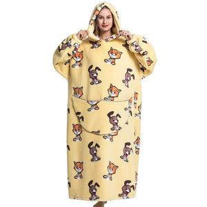 Oversized Long Blanket Hoodie Autumn Winter Fleece Rieworkes