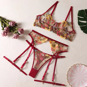 Transparent Bra Floral Embroidery Underwear Rieworkes