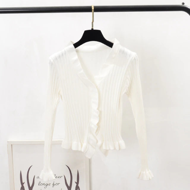Women Ruffles Sweaters Cardigans Rieworkes