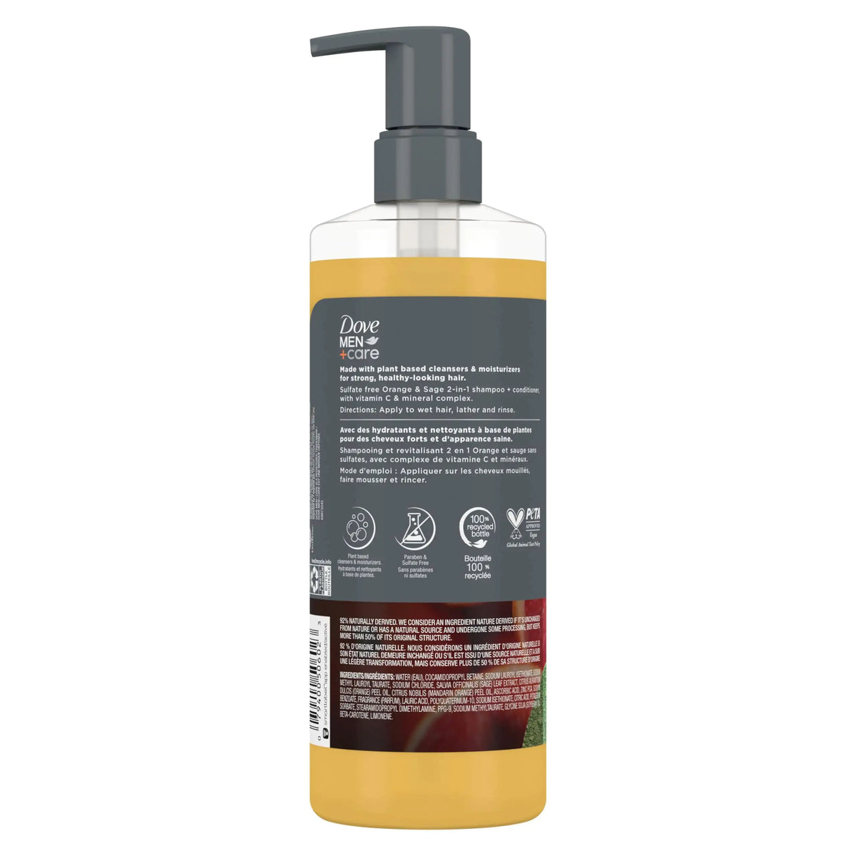 Dove Men+Care 2-in-1 Shampoo + Conditioner Pure Fresh Orange & Sage for Strong, Healthy-Looking Hair, with Vitamin C & Mineral Complex, 17.5 oz Rieworkes