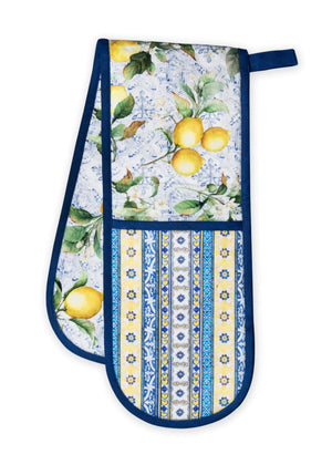 Maison d Hermine Double Oven Gloves 100% Cotton Double Oven Mitt Heat Resistant BBQ Cooking Gloves with Loop Grilling Handling Hot Pans Citrus - Spring/Summer (7"x35") Mimarta