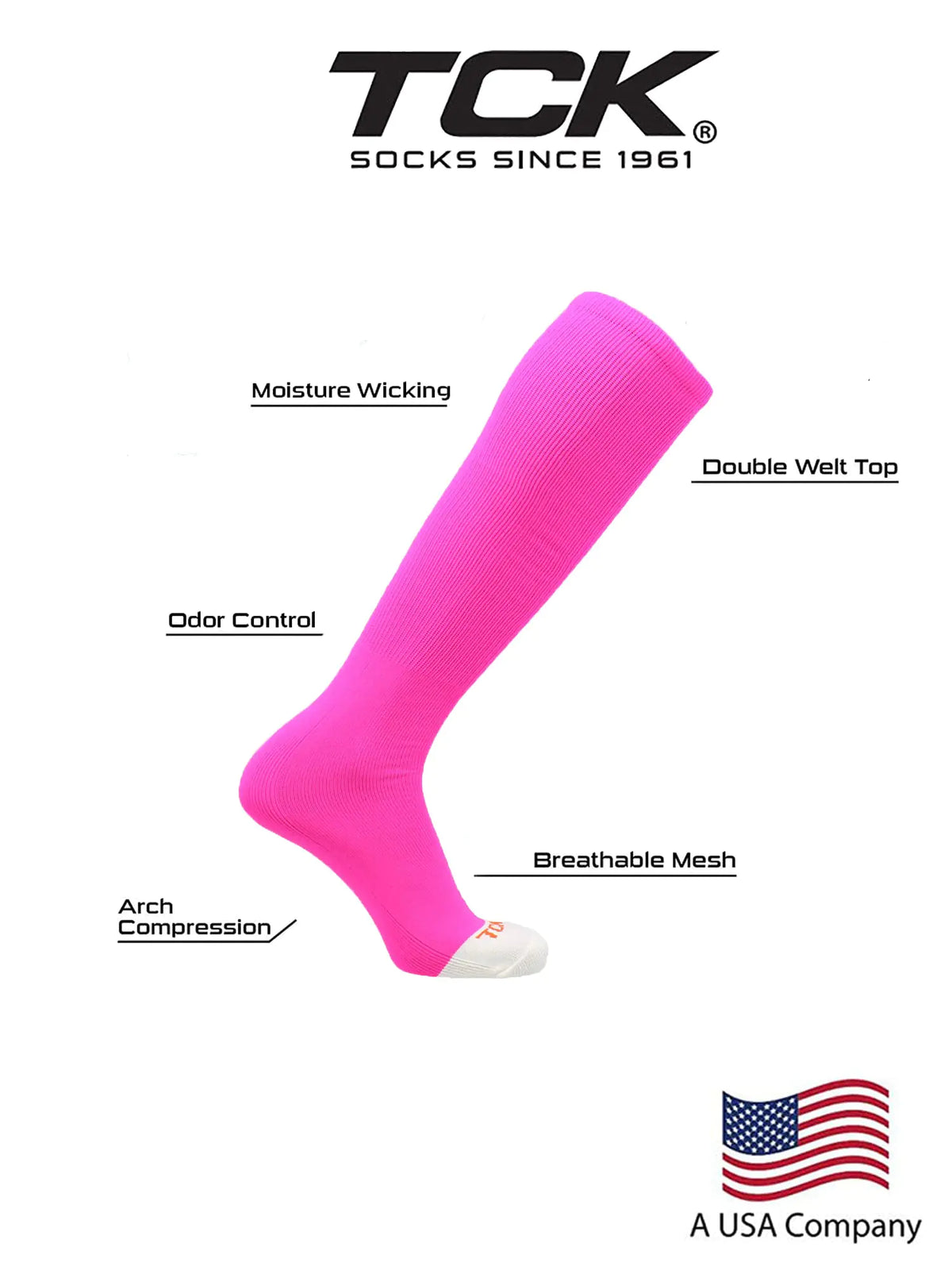 TCK Prosport Tube Socks Baseball Socks Softball Football Hot Pink X-Large Rieworkes