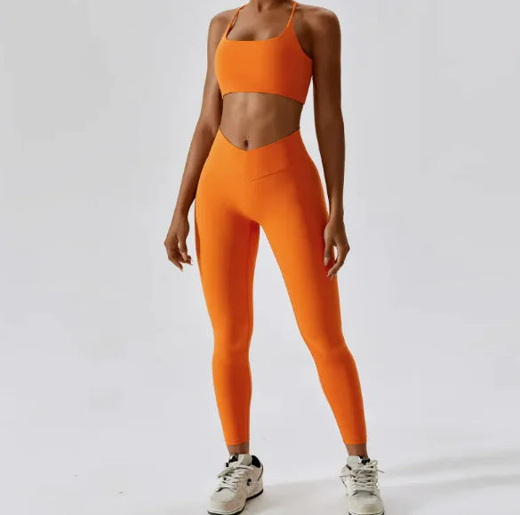 Back Striped Design Sports Yoga Suit Rieworkes