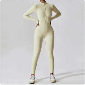 Women's Long-Sleeve Zipper Yoga Jumpsuit Rieworkes