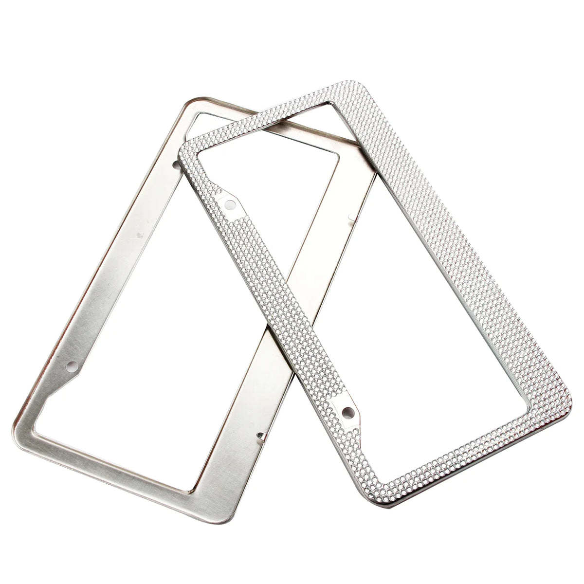 2PCS Bling License Plate Frame Glitter Crystal Sparkling Rhinestone Diamond Caps Rieworkes