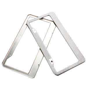 2PCS Bling License Plate Frame Glitter Crystal Sparkling Rhinestone Diamond Caps Rieworkes