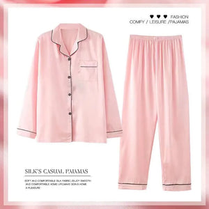 Women's Spring And Autumn Thin Long Sleeve Silk Homewear Two-piece Set Mimarta