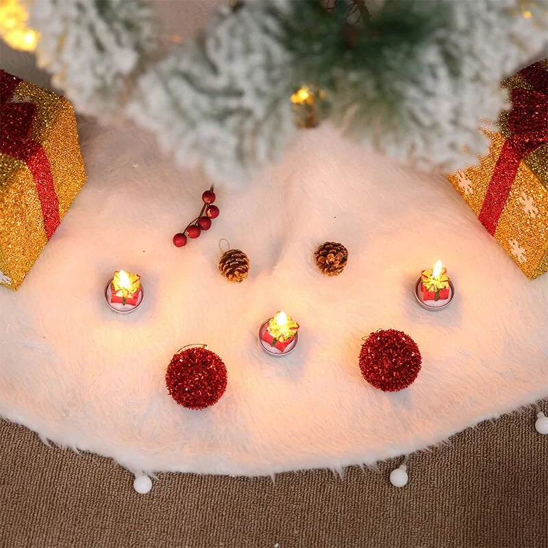 Round White Plush Christmas Tree Skirt Rieworkes