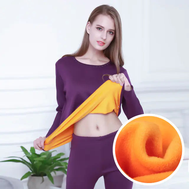 Women's Thick Velvet Thermal Underwear Set for Winter Mimarta