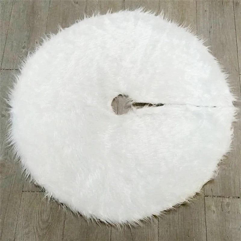 Round White Plush Christmas Tree Skirt Rieworkes