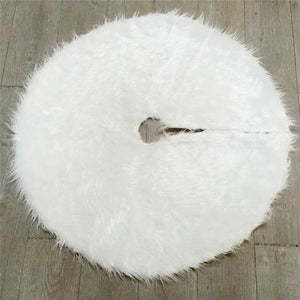 Round White Plush Christmas Tree Skirt Rieworkes