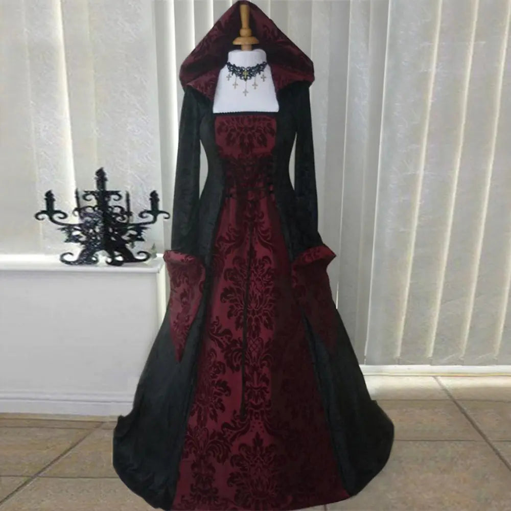 2019 Vintage Style Long Sleeve Hooded Dress Mimarta