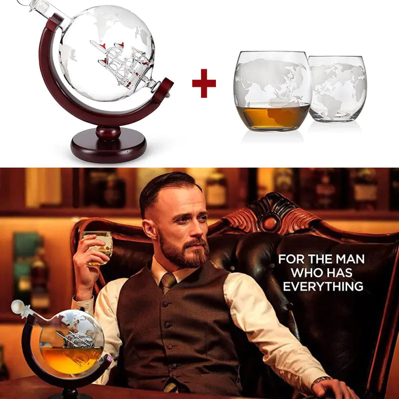 Whiskey Decanter Globe Wine Aerator Glass Set Rieworkes