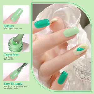 Born Pretty Green Gel Nail Polish, Christmas Carnival Evergreen Gel Nail Polish Set, Glitter Green Sparkle Gel Polish Nail Art Varnish Manicure Collection St. Patrick's Day 6PCS green forest Rieworkes