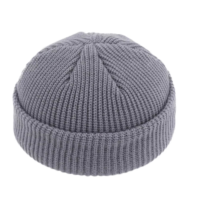 Unisex Winter Ribbed Knitted Cuffed Short Melon Cap Rieworkes