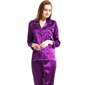 New Elegant Fashion Casual Women Lady Satin Pajamas Set Rieworkes