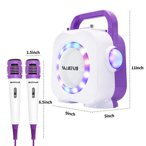 Karaoke Machine for Kids - Bluetooth Speaker with 2 Microphone - Portable Kids Karaoke Machine for Girls and Boys - Birthday Gift for Girls and Boys Ages 2 Years Old and Up. Rieworkes