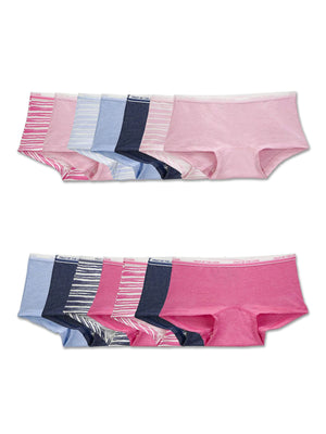 Fruit of the Loom girls Cotton Boyshort Underwear 8 14 Pack - Fashion Assorted Rieworkes