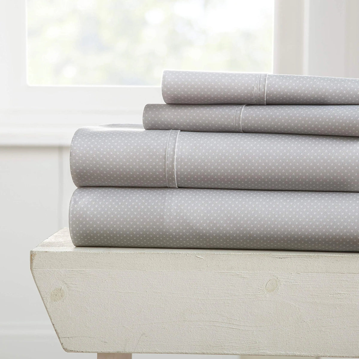 Linen Market 4 Piece King Bedding Sheet Set (Light Gray Hearts) - Sleep Better Than Ever with These Ultra-Soft & Cooling Bed Sheets for Your King Size Bed - Deep Pocket Fits 16" Mattress Rieworkes