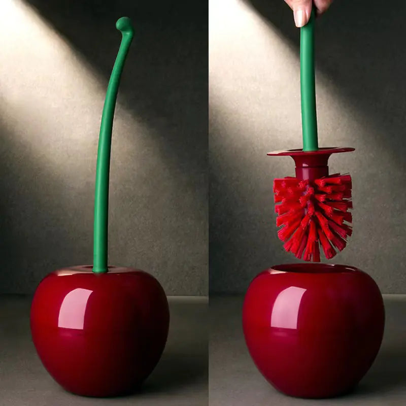 Cherry Toilet Brush Set - Plastic Cleaning Tool (One Set) Rieworkes
