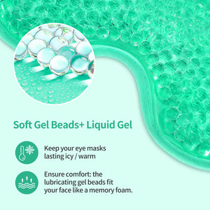 2PCS Gel Eye Mask Reusable Hot Cold Therapy Gel Bead Eye Mask for Puffiness /Dark Circles/Eye Bags /Dry Eyes/Headaches/Migraines/Stress Relief, Cooling Eye Mask Hot/Cold Compress Eye Mask (Green) Green Rieworkes