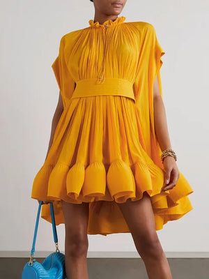 Asymmetrical Solid Mini Dresses For Women Rieworkes