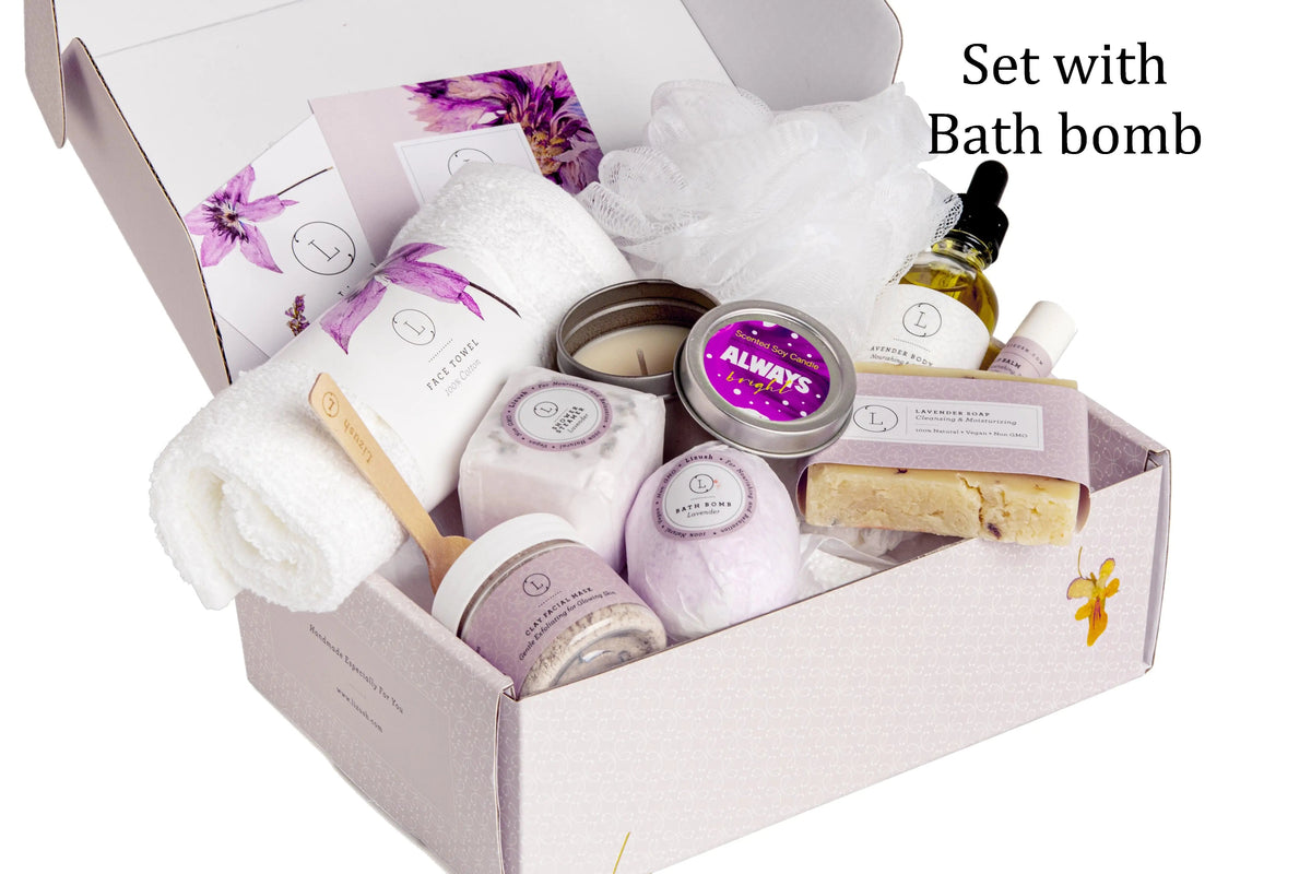 Lizush All Natural Lavender Gift Box with Bath Bomb and Shower Steamer - bath & body products Rieworkes