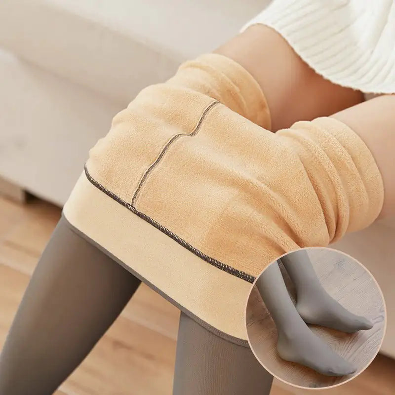 Fake Translucent Plus Size Leggings Fleece Lined Tights Fall And Winter Warm Fleece Pantyhose Women Fleece Lined Pantyhose Thermal Winter Tights Mimarta