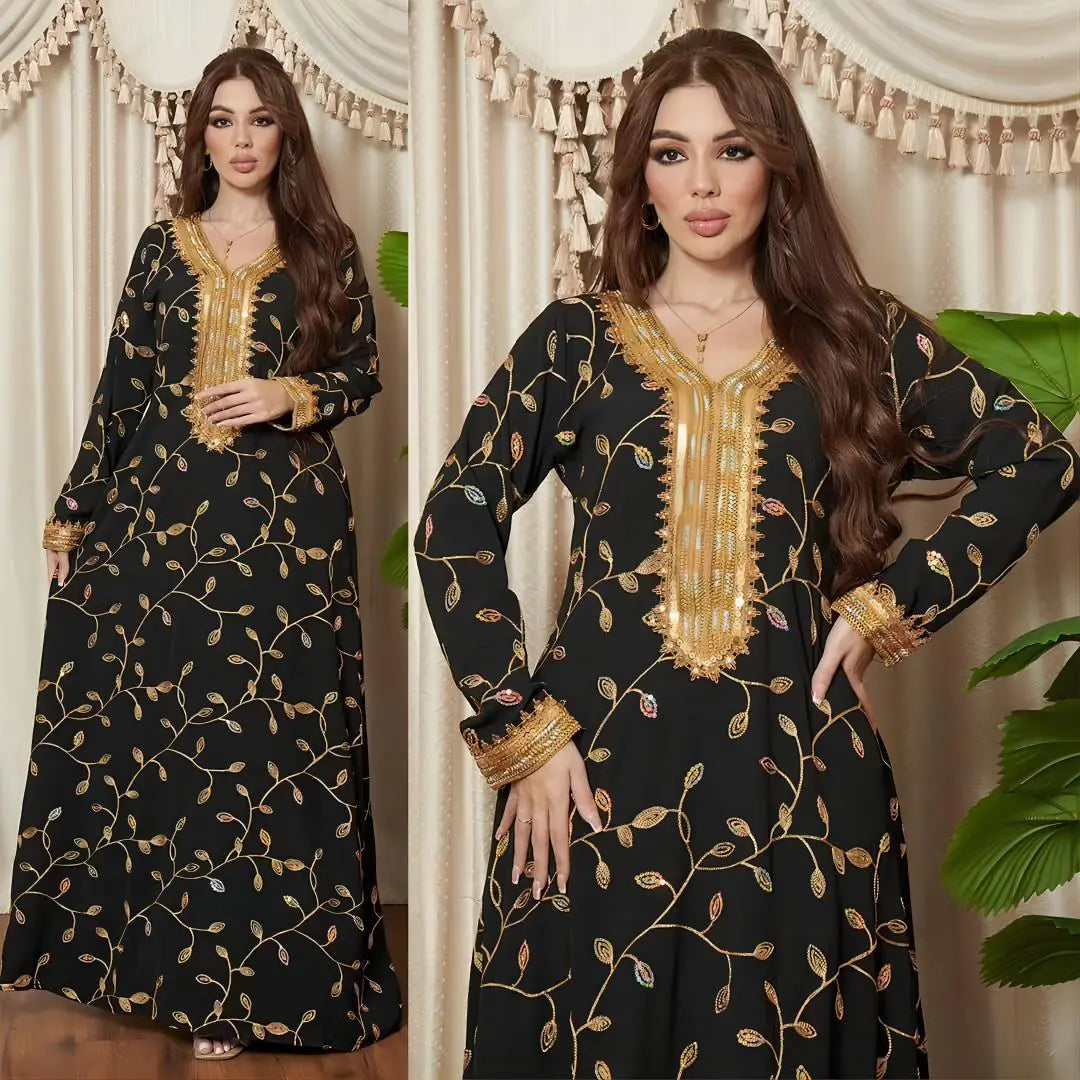 Arab Dubai Embroidery Applique Muslim Dinner Robe Mimarta