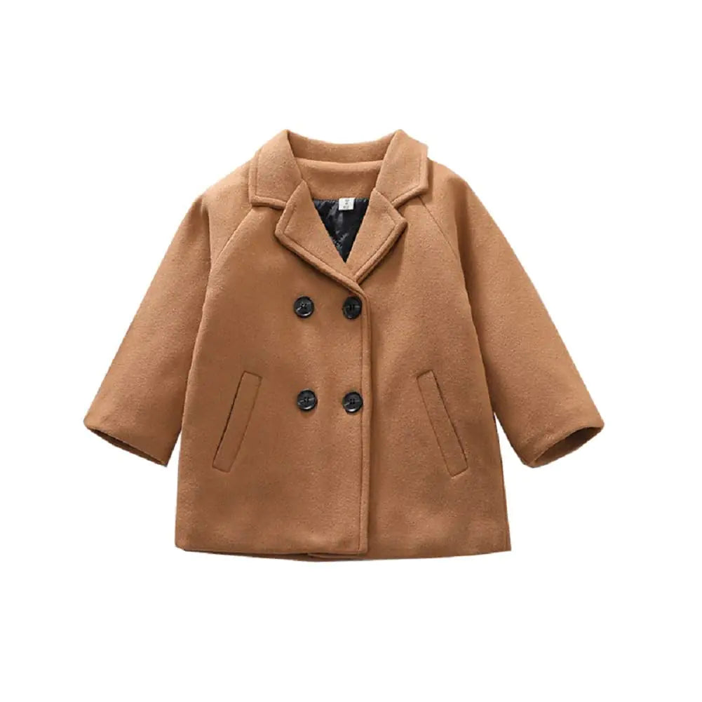 MoZiKQin Toddler Baby Boys Girls Wool Coat Winter Warm Double Breasted Trench Coat Kids Jacket Outwear Clothes (Khaki6-7 Years) Mimarta