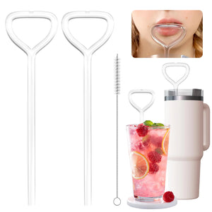 Anti Wrinkle Straw 2pcs Reusable Glass Straw for Stanley Cup Anti Wrinkle Drinking Straw Curved Lip Straw for Wrinkles Sideways Straw Wrinkle Free Prevent Wrinkle Straw Mimarta