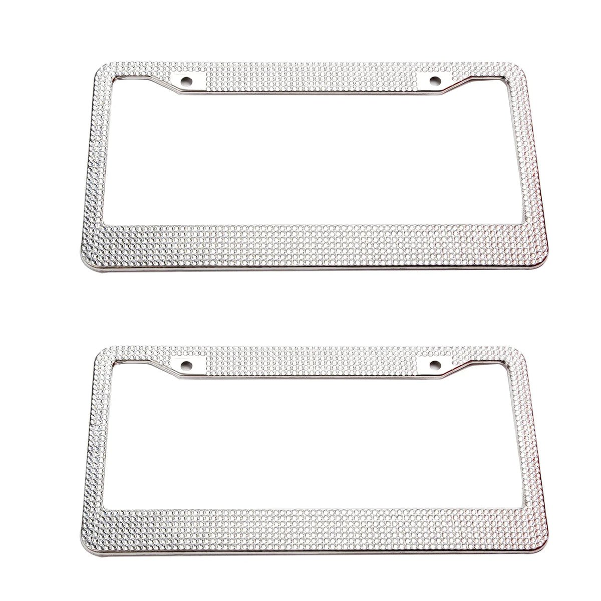 2PCS Bling License Plate Frame Glitter Crystal Sparkling Rhinestone Diamond Caps Rieworkes