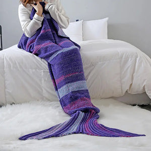 Striped Mermaid Blanket for Office and Living Room Rieworkes