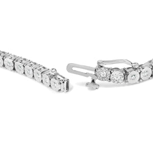 .925 Sterling Silver Lab Grown Diamond Illusion-Set Miracle Plate Tennis Bracelet - 7.25" Inches Rieworkes