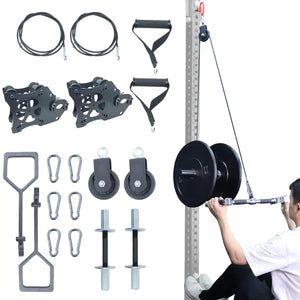 Pulley System Gym Power Rack Attachments Smith Machine Attachments Cable Pulley Attachments for Gym Home Cable Crossover Bench Press Deep Squat for 1" 2" Olympic Barbell 2" Weight Plate Mimarta