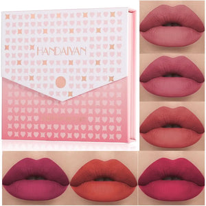 BestLand 6Pcs Matte Liquid Lipstick Makeup Set, Matte liquid Long-Lasting Wear Non-Stick Cup Not Fade Waterproof Lip Gloss (Literary Allure Gift Set B) Literary Allure Gift Set B Rieworkes