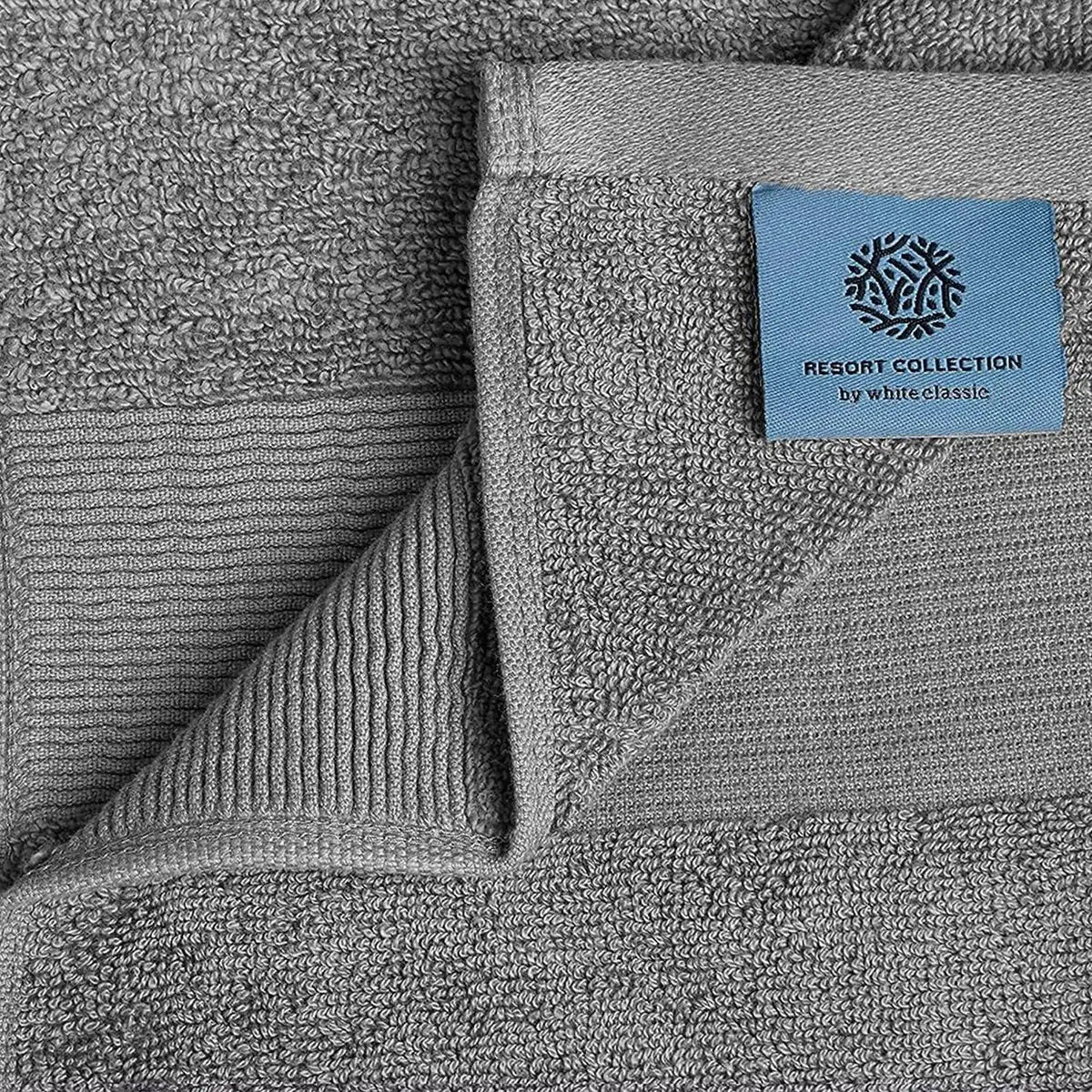 Resort Collection Soft Hand Towels 16x27 in 6 Pack Smoke Grey Luxury Hotel Rieworkes