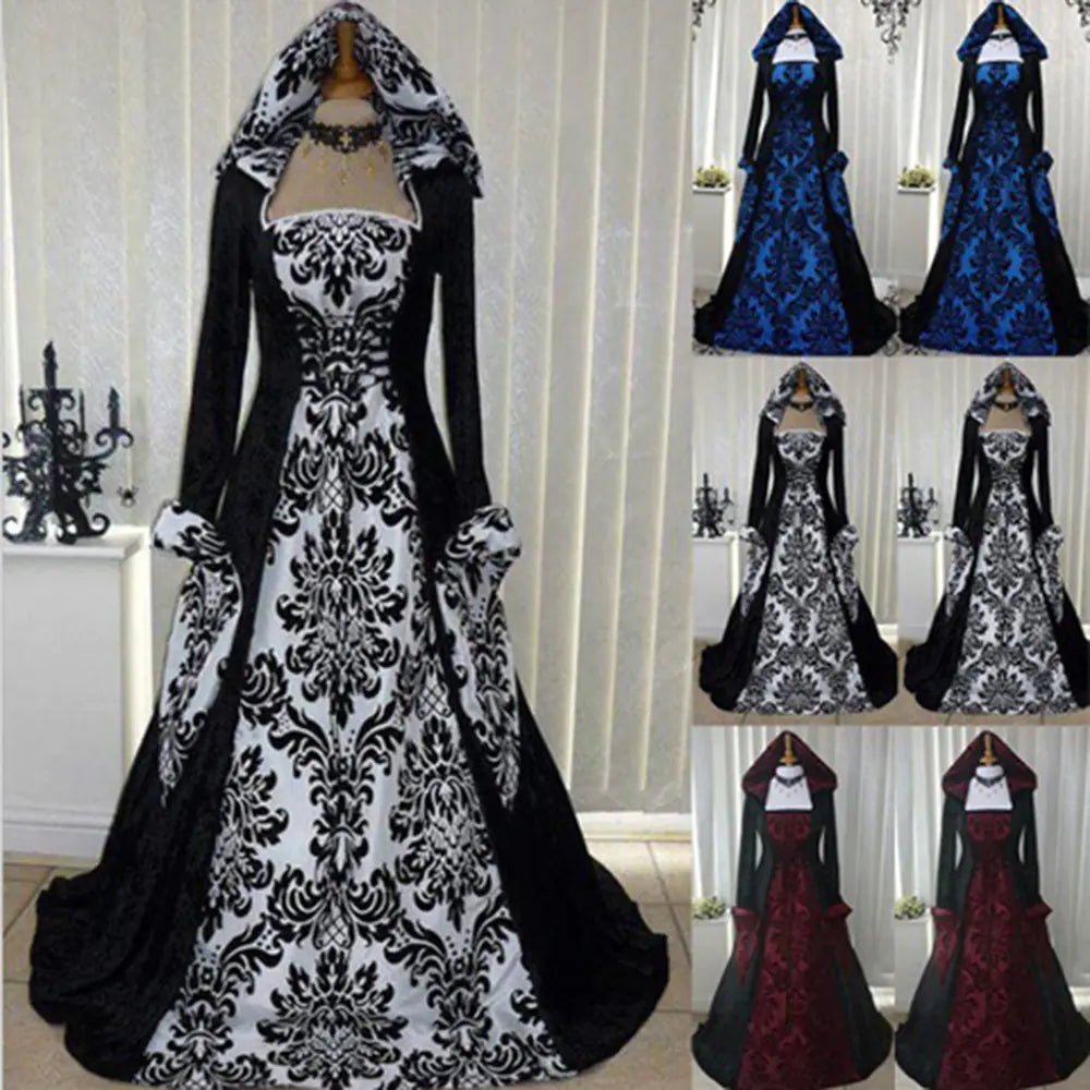 2019 Vintage Style Long Sleeve Hooded Dress Mimarta