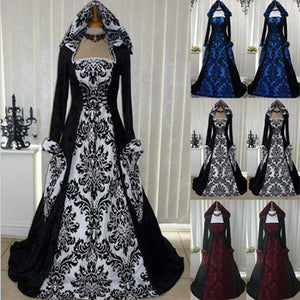 2019 Vintage Style Long Sleeve Hooded Dress Mimarta