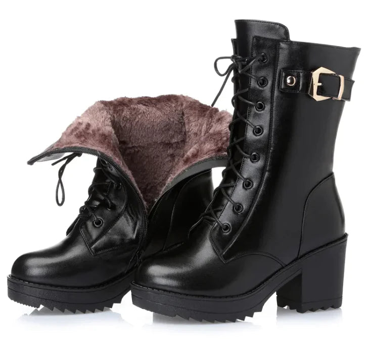 Women's Cotton-Lined Leather Martin Boots Rieworkes