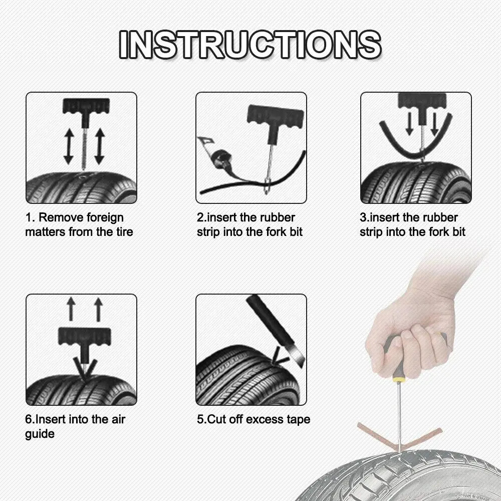 68pc Tire Repair Kit DIY Flat Tire Repair Car Truck Motorcycle Home Plug Patch Rieworkes