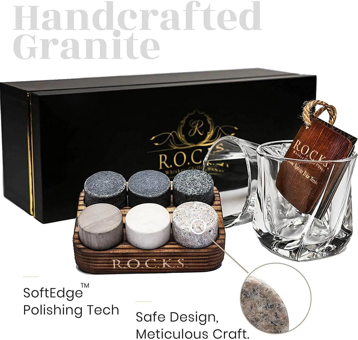 The Connoisseur's Set - Whiskey Stones &amp; Twist Glass Edition Mimarta